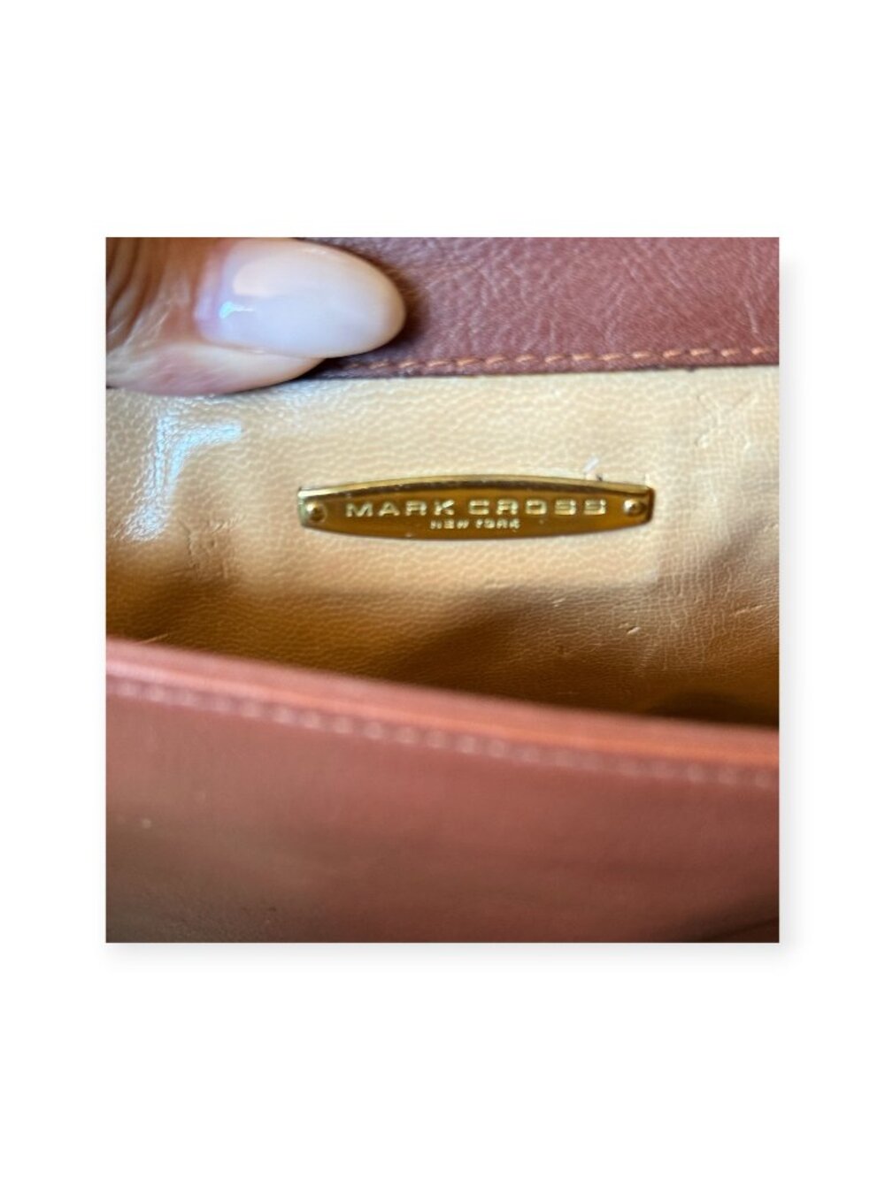 Vintage Mark Cross Cognac Brown Leather Flap Crossbody Bag - Picture 6 of 7
